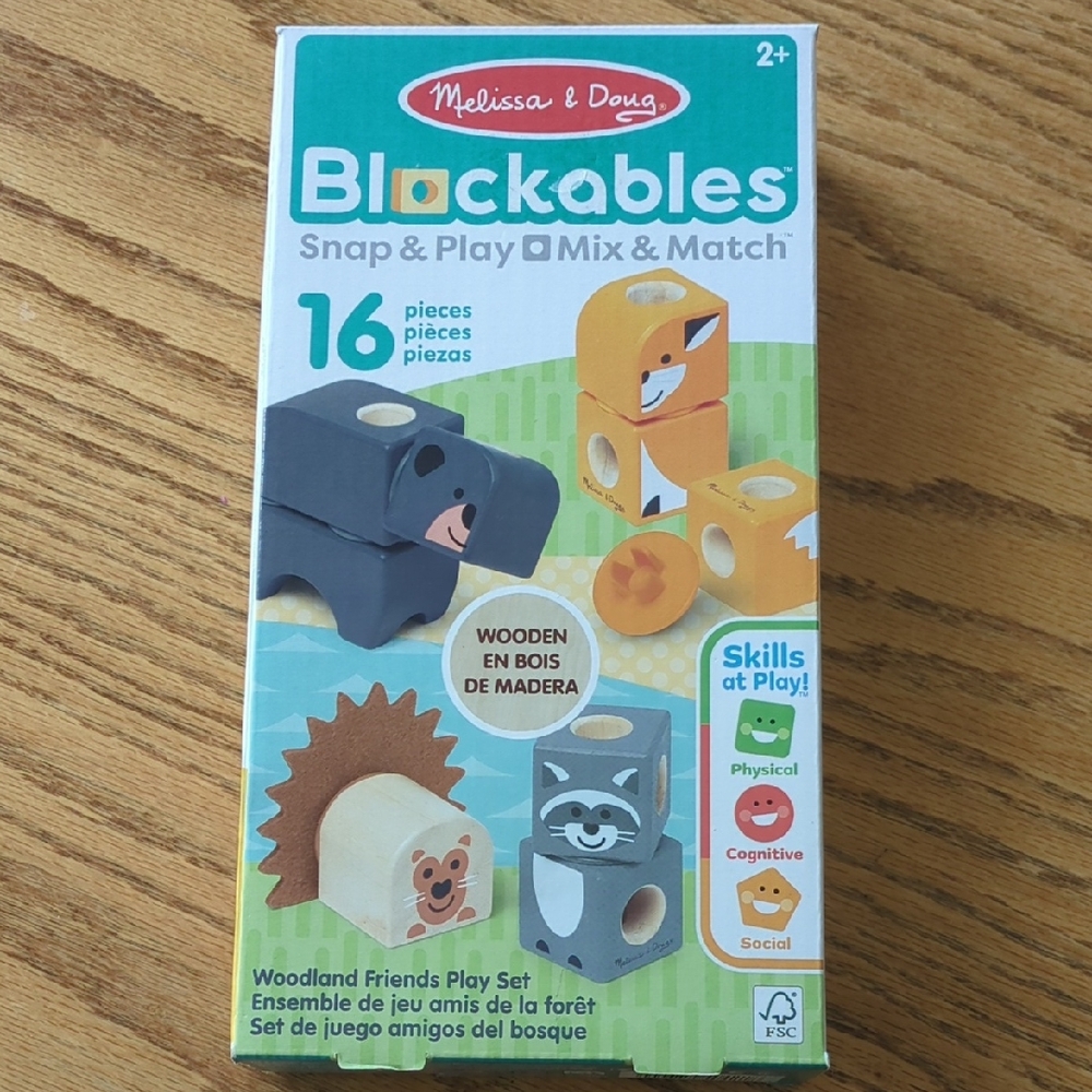 Melissa & Doug Blockables Woodland Friends Set - Black, Yellow, White New In Box